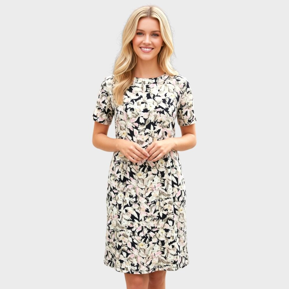 Collective Concepts Women's M Black White Floral Mini Dress Cutout Back